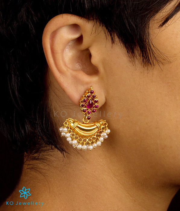 Medium-sized gold dipped temple jewellery earrings online