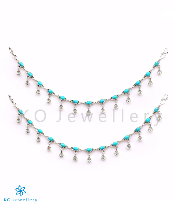 Genuine turquoise anklets in Sterling Silver