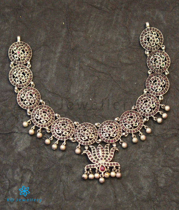The Jivatha Silver Peacock Kempu Necklace