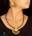 Handcrafted kempu and gold plated temple jewellery Lakshmi pendant