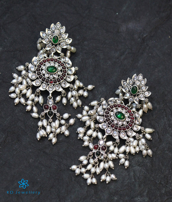 Oxidized silver White CZ Multiple jhumka Earrings – Simpliful Jewelry