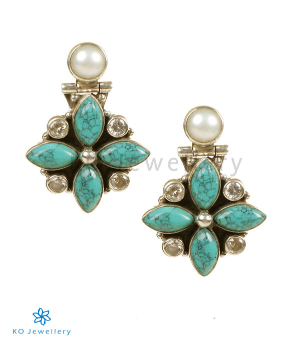 The Pushthi Silver Gemstone Earring(Turquoise)