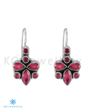 The Ruhi Silver Gemstone Earrings (Red)