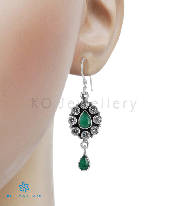 The Piali silver Gemstone Earrings (Green)