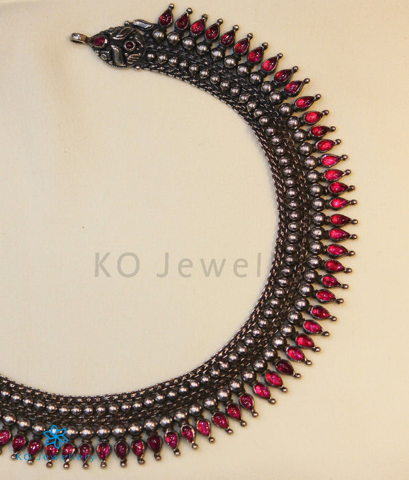 The Kamala Silver Kempu Necklace (Oxidised)