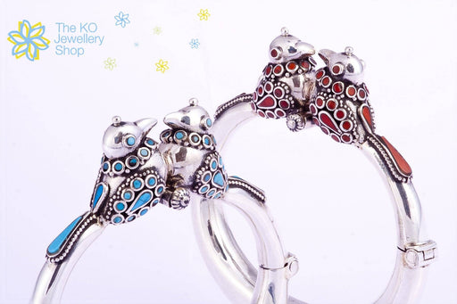 The Love-Birds Silver Bracelet - Blue - KO Jewellery