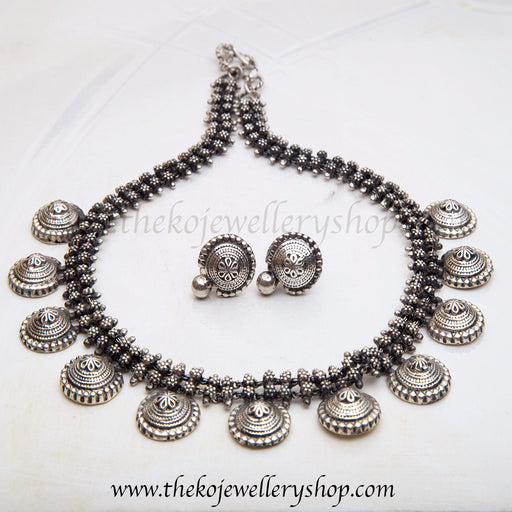 Buy online antique hand crafted silver necklace for women