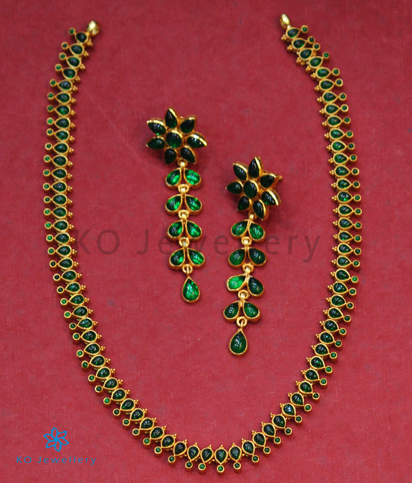 The Eka Silver Kempu Necklace (Green)