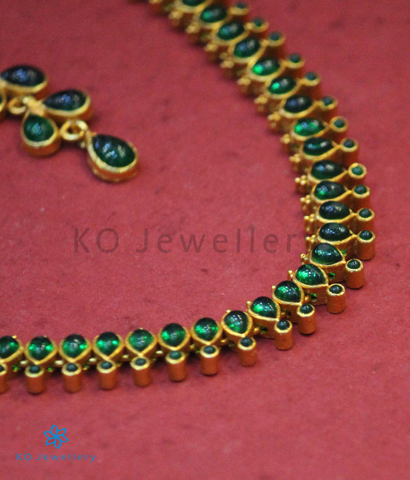 The Eka Silver Kempu Necklace (Green)