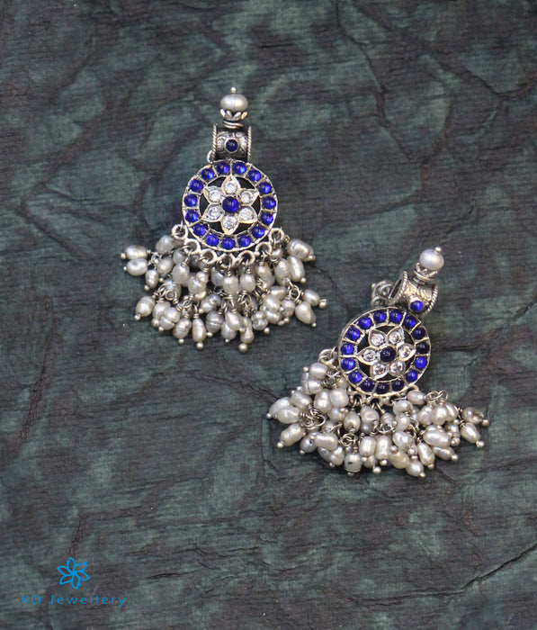 The Vrta Silver Guttapusalu Necklace (Oxidised/Blue)