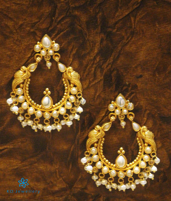 The Ramyati Silver Peacock Earrings(Pearl)