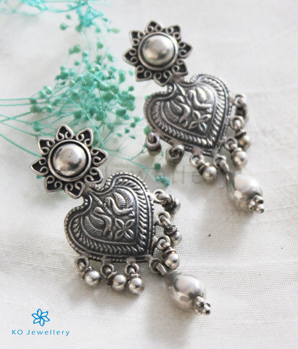 The Dhvajin Silver Peacock Earrings (Small)