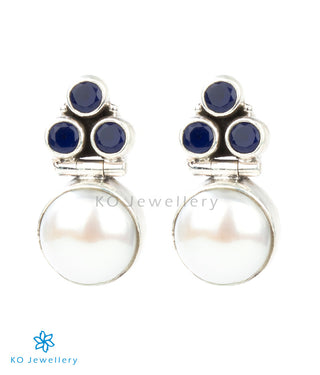 The Divit Silver Gemstone Earrings(Blue)