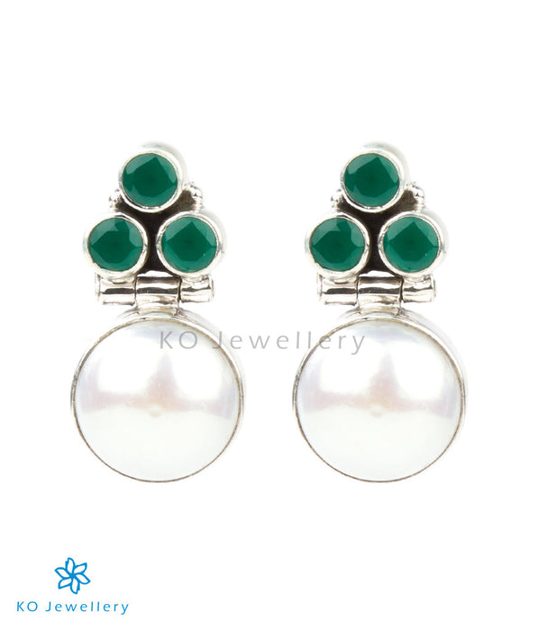 The Divit Silver Gemstone Earrings(Green)