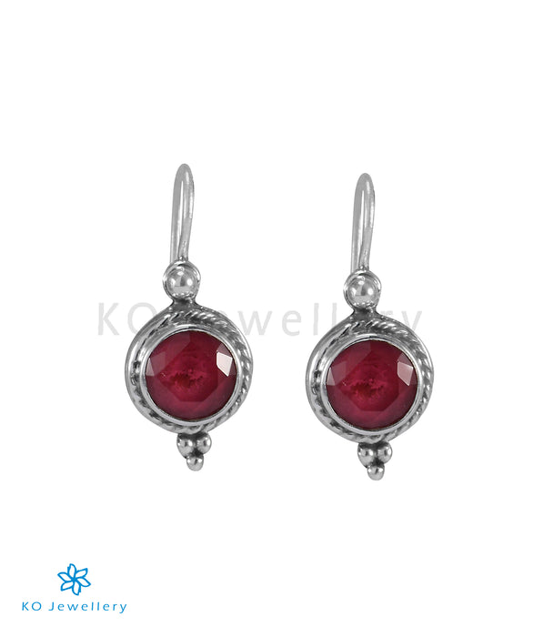 The Manya Silver Gemstone Earrings (Red)