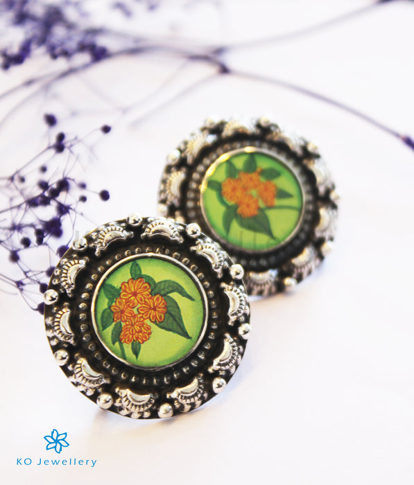 The Fiza Silver Hand painted  Earstuds