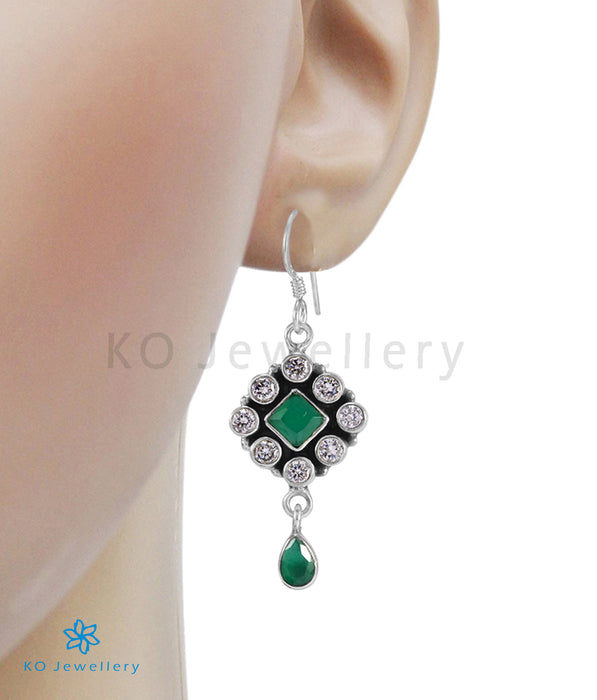 The Pranati Silver Gemstone Earrings (Green)