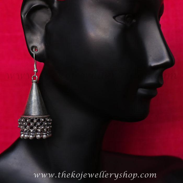 Buy online hand crafted silver cone jhumka for women