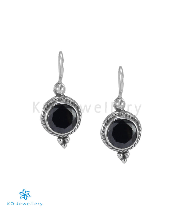 The Manya Silver Gemstone Earrings (Black)
