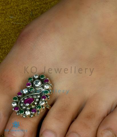 The Paisley Silver Toe-rings (Blue)