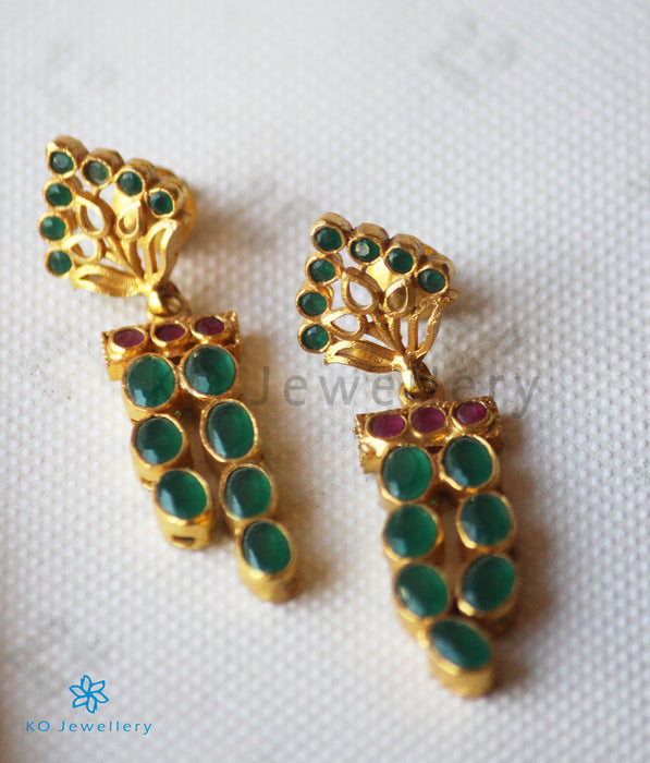 The Sraj Silver Kempu Earrings(Green)