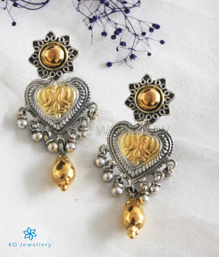 The Dhvajin Silver Peacock Earrings (Small/Two-Tone)