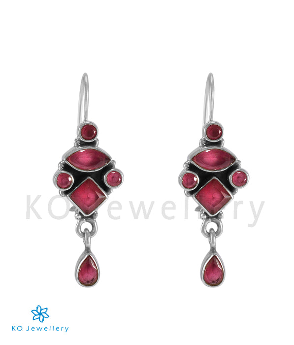 The Rahil Silver Gemstone Earrings (Red)
