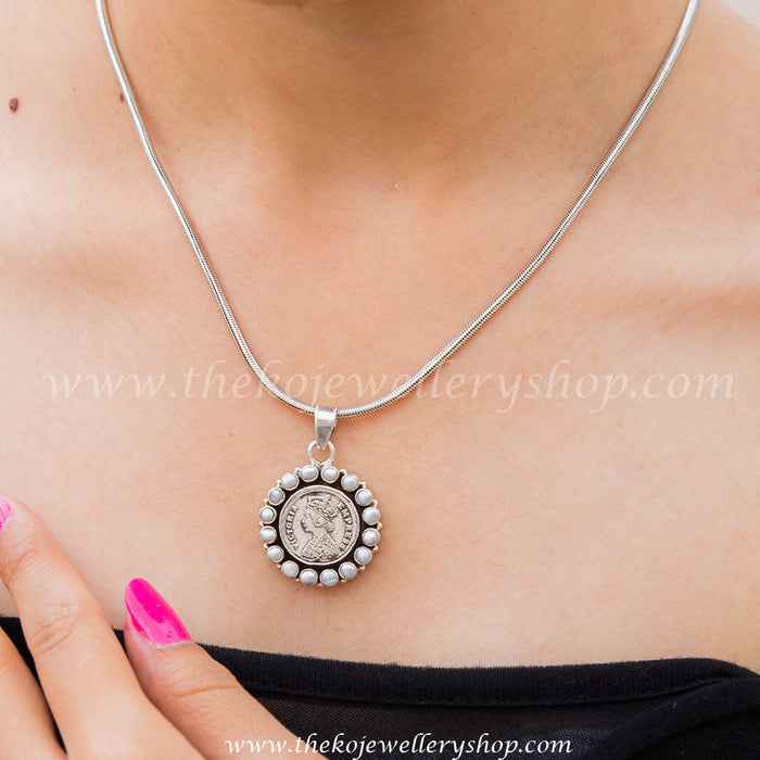 Pure silver coin pendant set for women buy online 