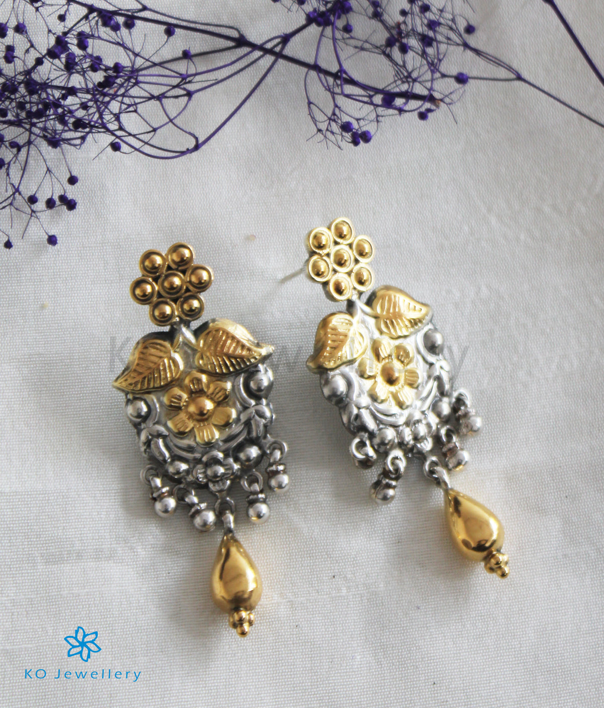 The Mansa Silver Earrings (Two-Tone) — KO Jewellery