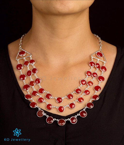 Multi-stringed red onyx necklace genuine stone jewellery online