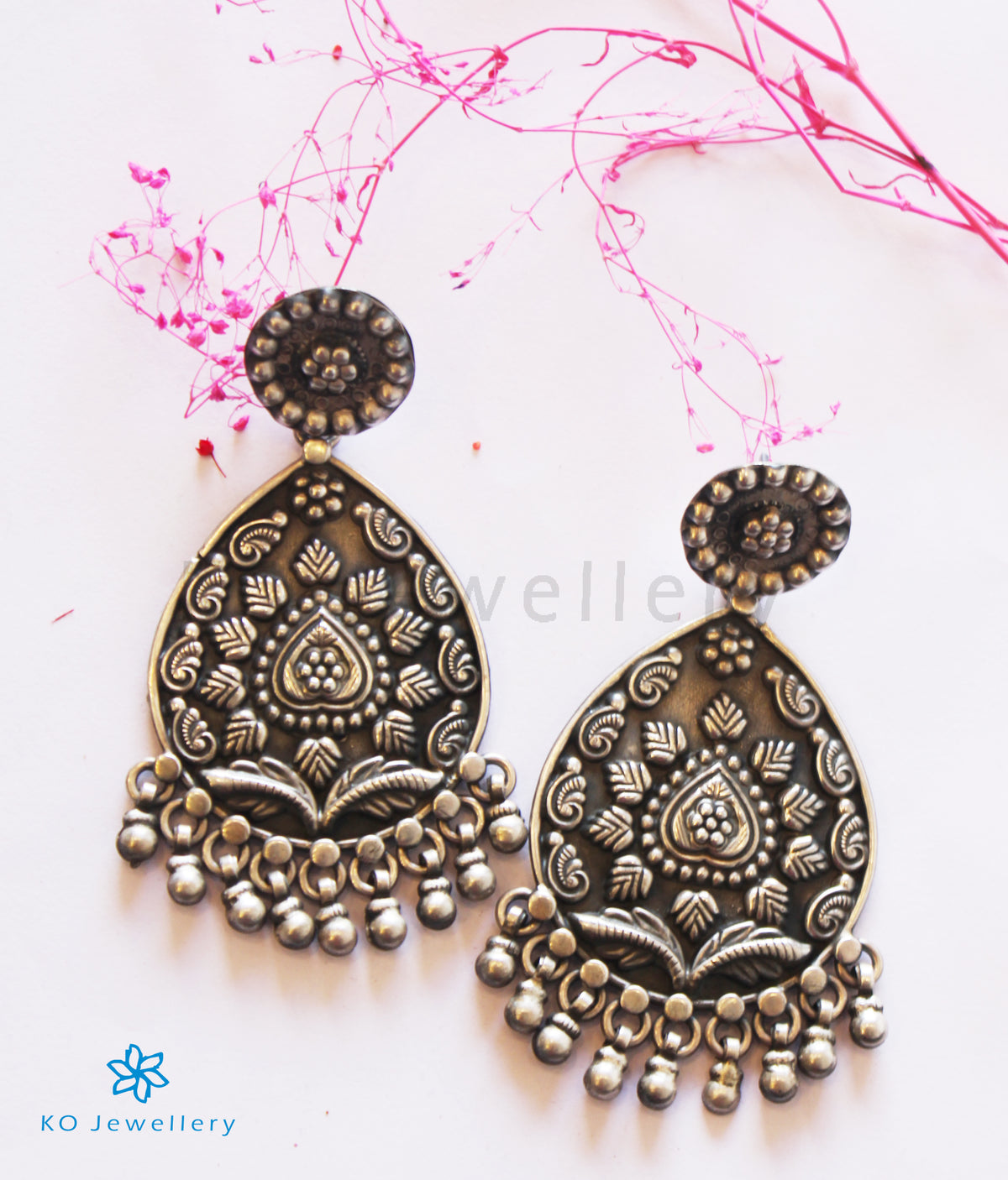 Oxidised Peacock Round Jhumka - TheSpringShop