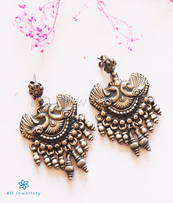 The Gulika Silver Peacock Earrings