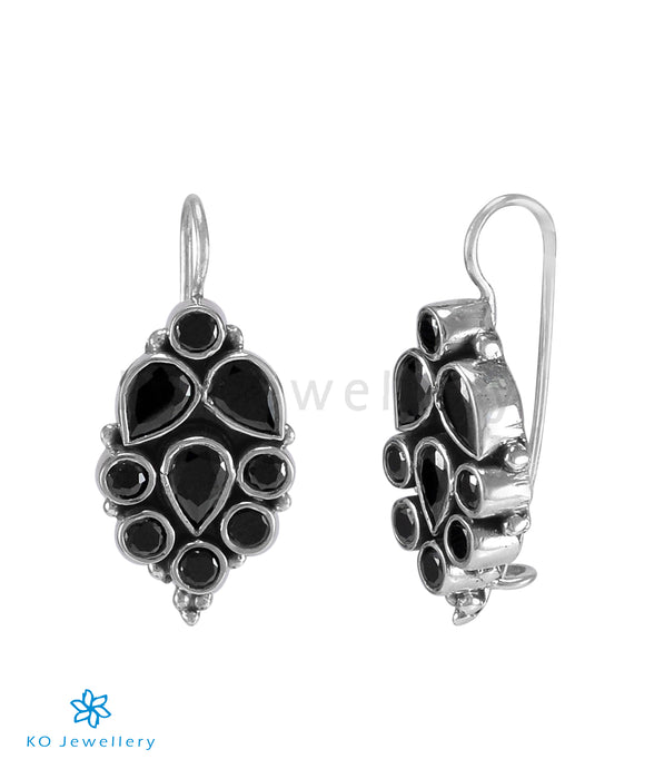 The Chaitali Silver Gemstone Earrings (Black)