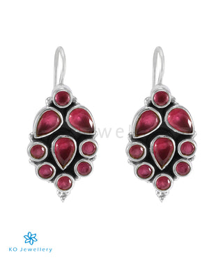 The Chaitali Silver Gemstone Earrings (Red)
