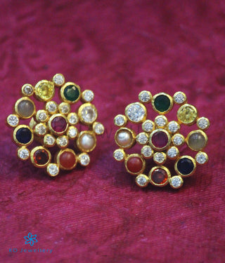 The Yajata Silver Ear-studs (Navratna)