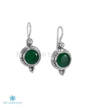 The Manya Silver Gemstone Earrings (Green)