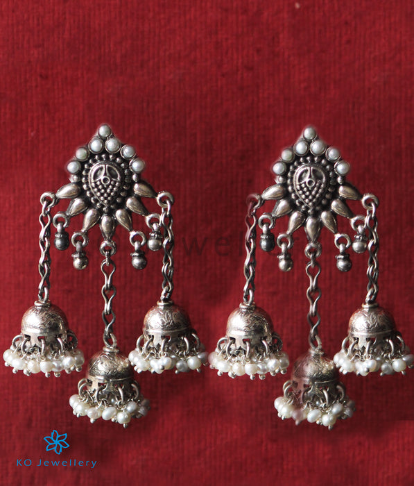 The Tricit Silver Pearl Jhumka
