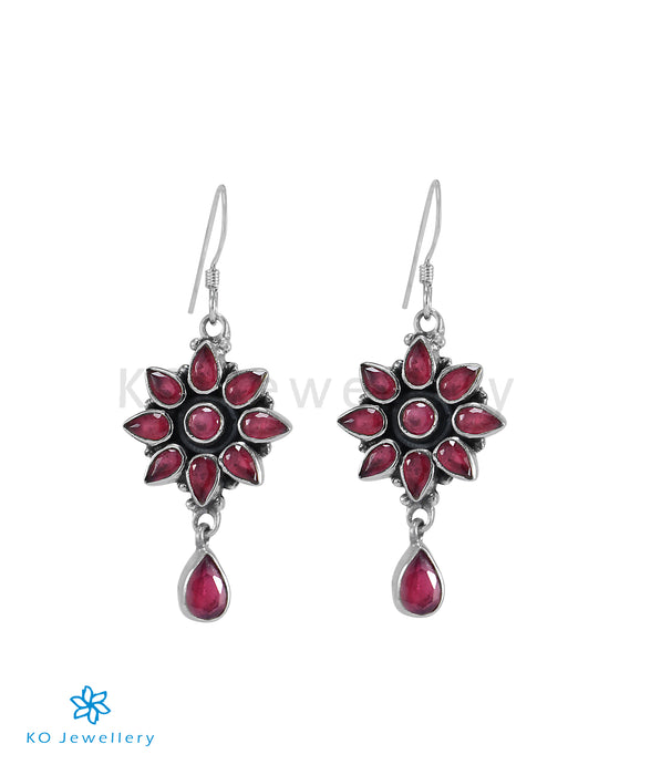 The Ishita Silver Gemstone Earrings (Red)