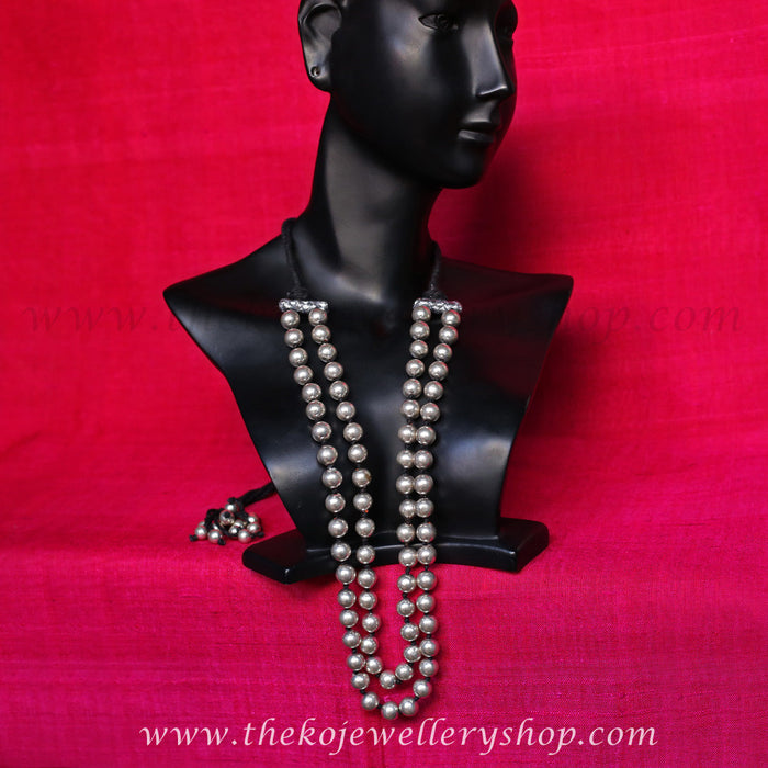 The Ajala Silver Beads Necklace(Two-Strand)
