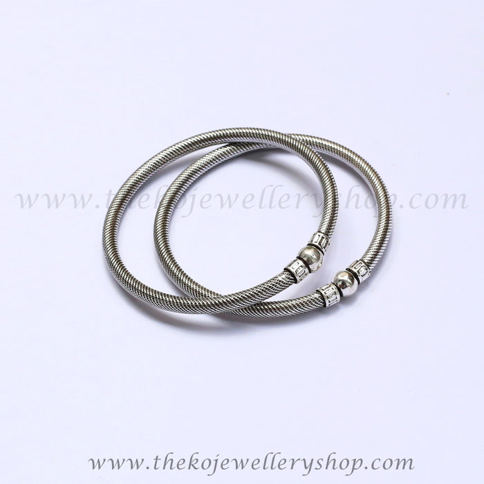 online shopping oxidized silver bangle flexible openable 