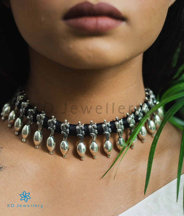 The Nritya Silver Peacock Necklace