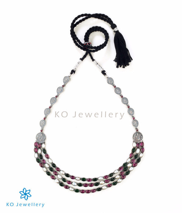 The Aparajita Silver Lakshmi Necklace (Multi-colour)