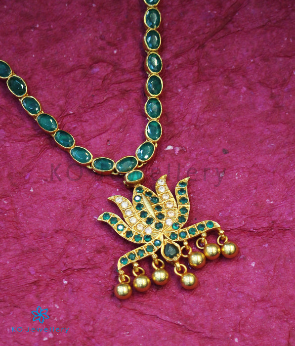 The Abja Silver Kempu Necklace (Green)