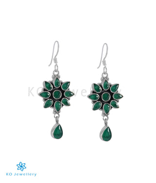 The Ishita Silver Gemstone Earrings (Green)