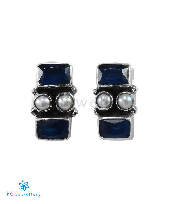 The Marva Silver Gemstone Earrings (Blue)
