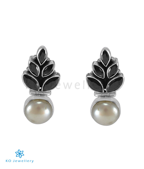 The Mridula Silver Gemstone Earrings (Black)