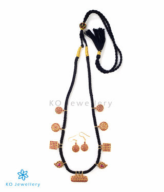 inspiring kempu studded handmade temple jewellery necklace