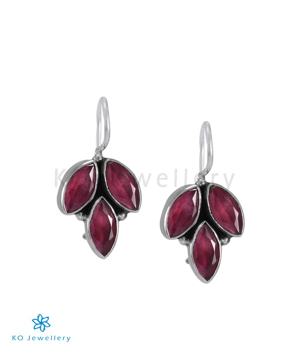 The Mrinal Silver Gemstone Earrings (Red)