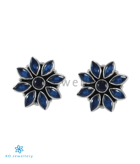 The Samad Silver Gemstone Earrings (Blue)