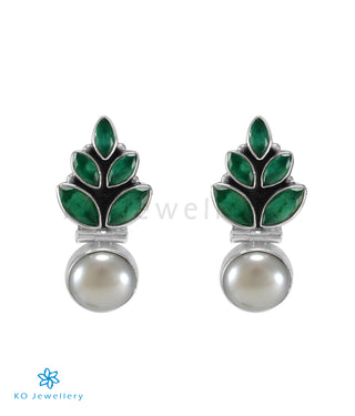 The Mridula Silver Gemstone Earrings (Green)